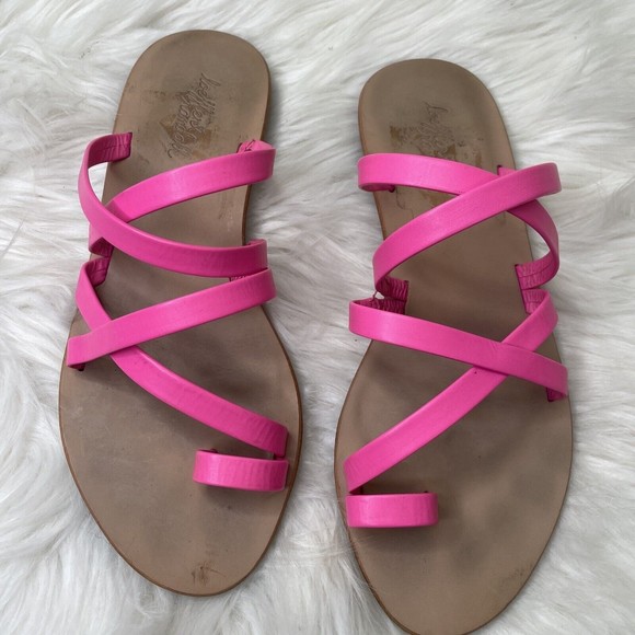 Loeffler Randall Womens Toe Thong Sarie Sandal Flats 6 Strap Slip On Hot Pink - Picture 2 of 7